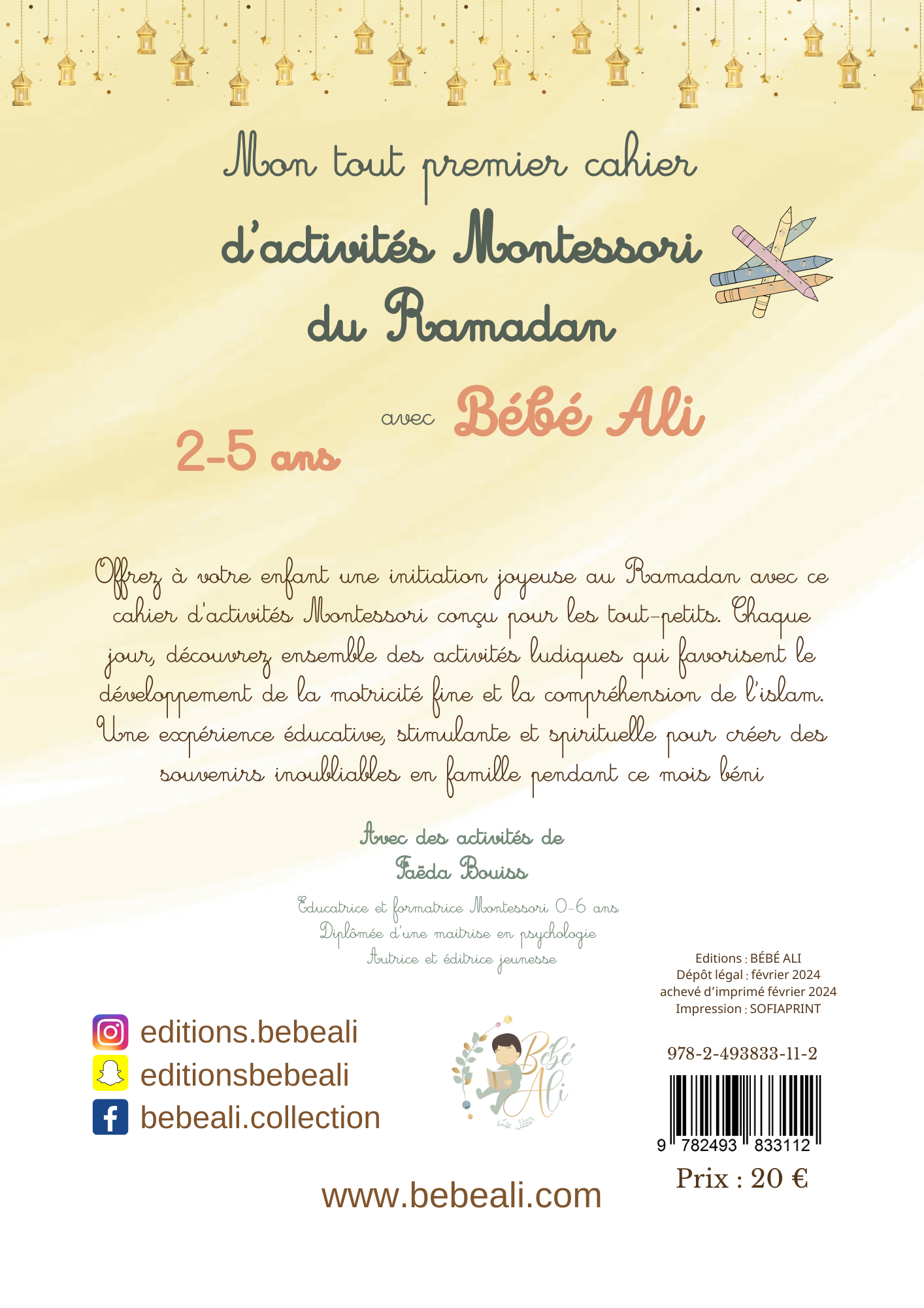 Mon tout premier cahier d'activité Montessori du Ramadan avec Bébé Ali